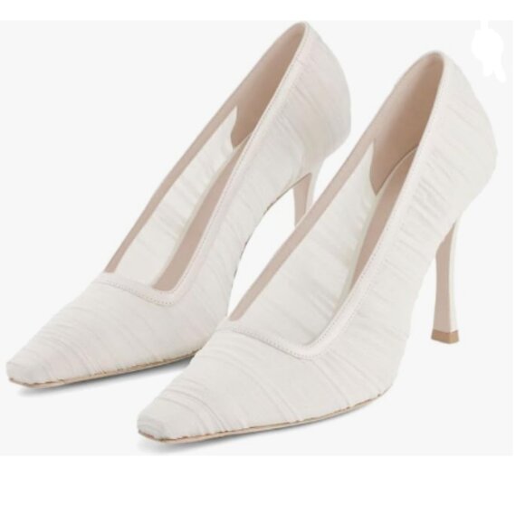 Tang'scuisins White Special Slip on Ruched Pumps Square Toe High Heels Shoes - Picture 1 of 8